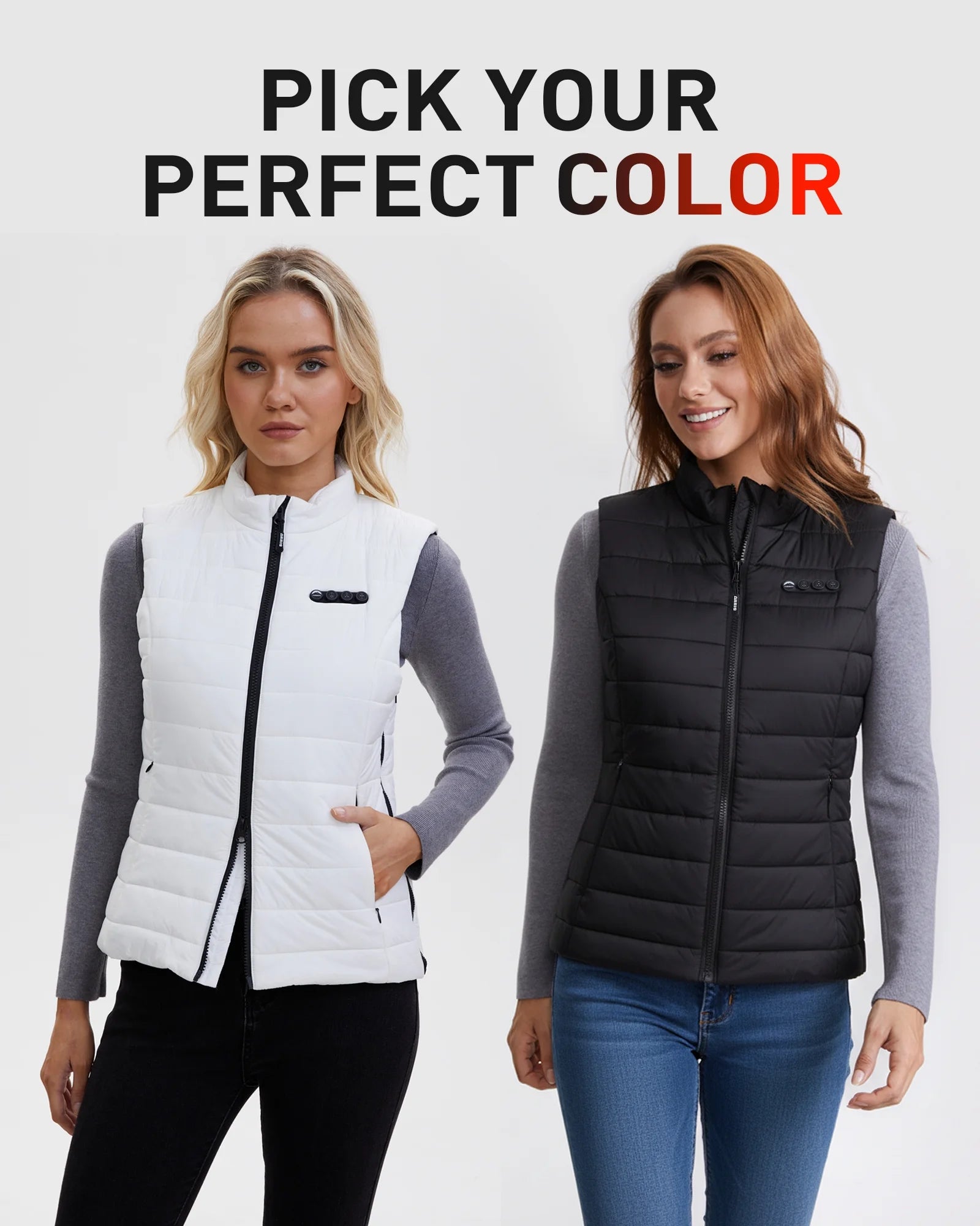 Women Heated Vest with 7.4V 7500Mah Battery Lightweight Puffer Size Adjustable Heating Vest up to 16 Hours-Black