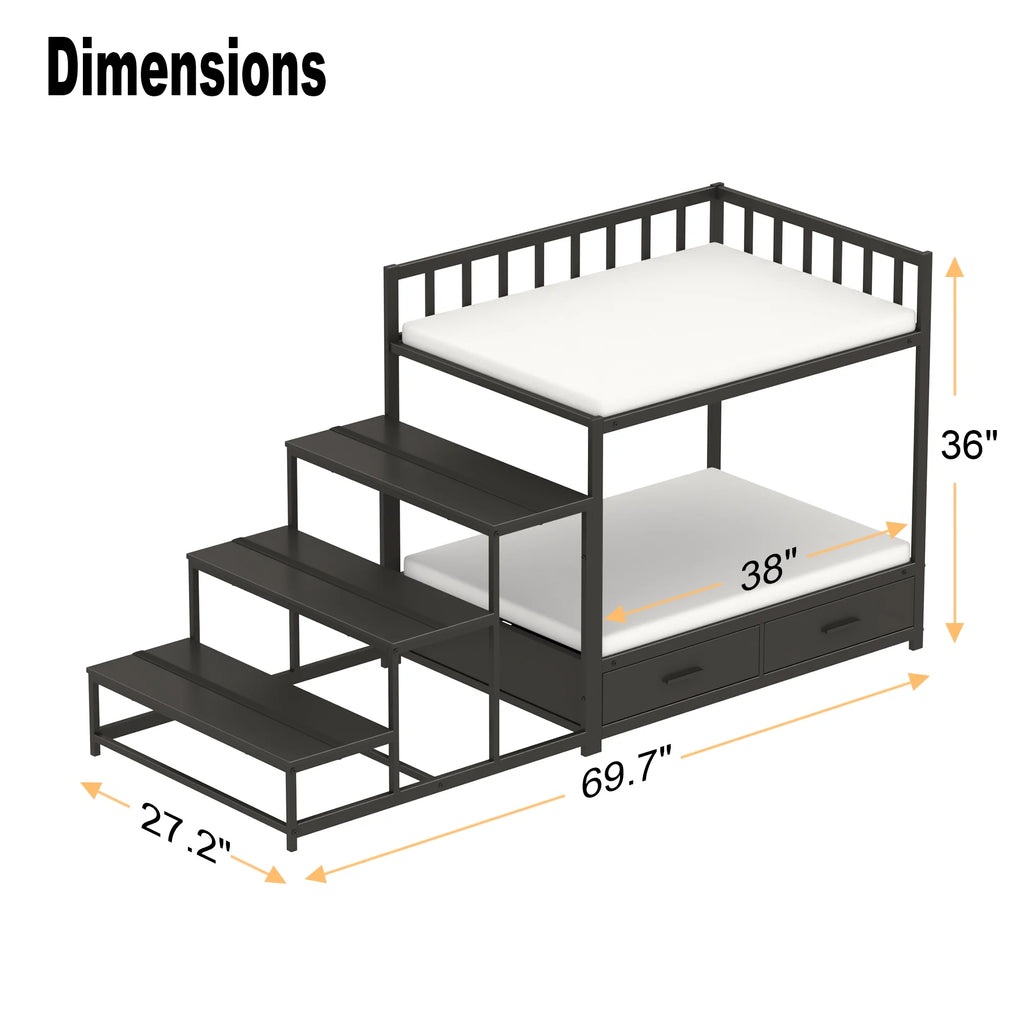 Dog Bunk Beds for Large Dogs, Dog Bedside Bed with Stairs & Storage, Space-Saving Indoor Pet Furniture