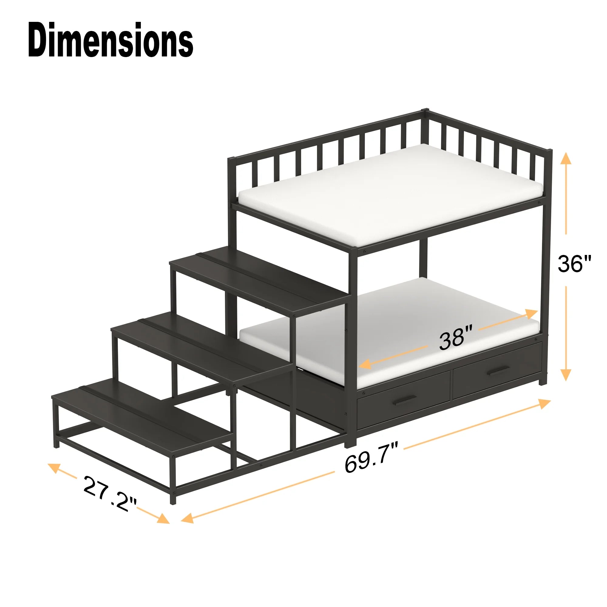 Dog Bunk Beds for Large Dogs, Dog Bedside Bed with Stairs & Storage, Space-Saving Indoor Pet Furniture