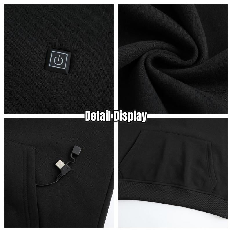 Winter Heated Hoodie with Hood Men'S Usb-Heated Hoodie, Warm Outdoor Casual Clothing Men'S Fleece-Lined Polyester Long-Sleeve Top Jacket Sweatshirts Tiktok Shop Outfit California Outfit Winter Outfits Black Friday Deals Heated Hoodie