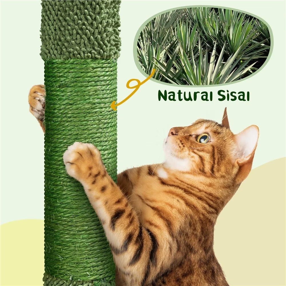 53''H Cat Tree Furniture Natural Sisal Cat Tower for Small- to Medium-Sized Cats