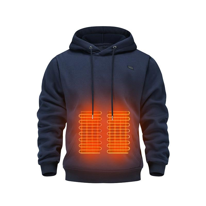 Winter Heated Hoodie with Hood Men'S Usb-Heated Hoodie, Warm Outdoor Casual Clothing Men'S Fleece-Lined Polyester Long-Sleeve Top Jacket Sweatshirts Tiktok Shop Outfit California Outfit Winter Outfits Black Friday Deals Heated Hoodie