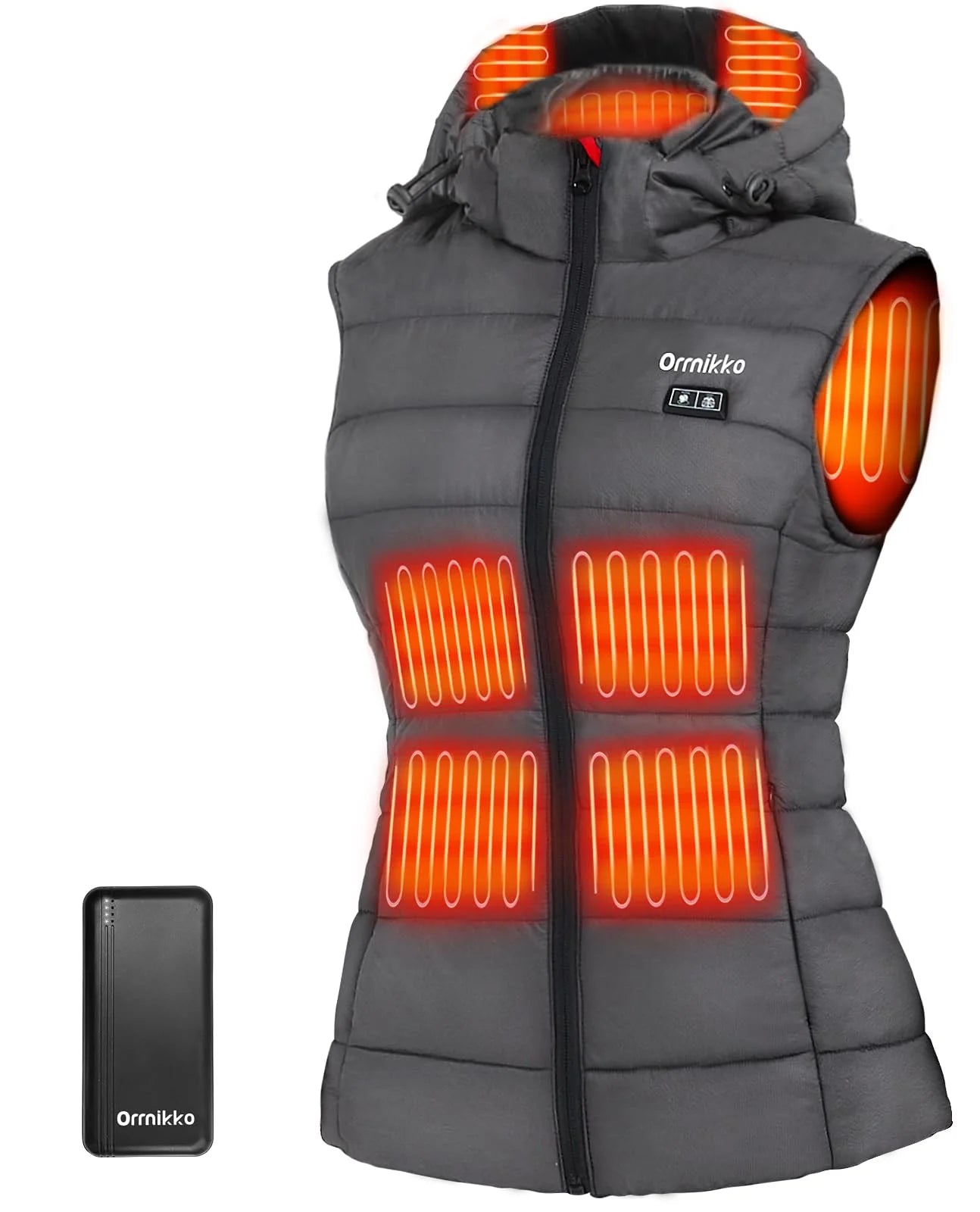 Heated Vest for Women - Detachable Heated Hood with 7.4V 16000Mah Battery Pack, Women'S Heated Vest -Dark Gray, L