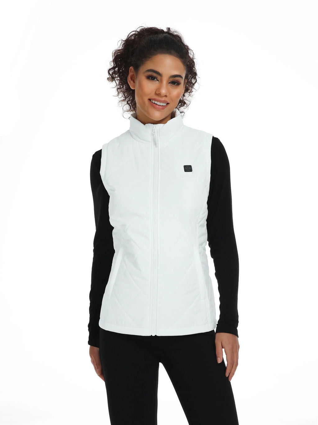 Quilted Heated Vest for Women with Battery, Lightweight Heating Vest for Hiking Skiing Camping (White, L)