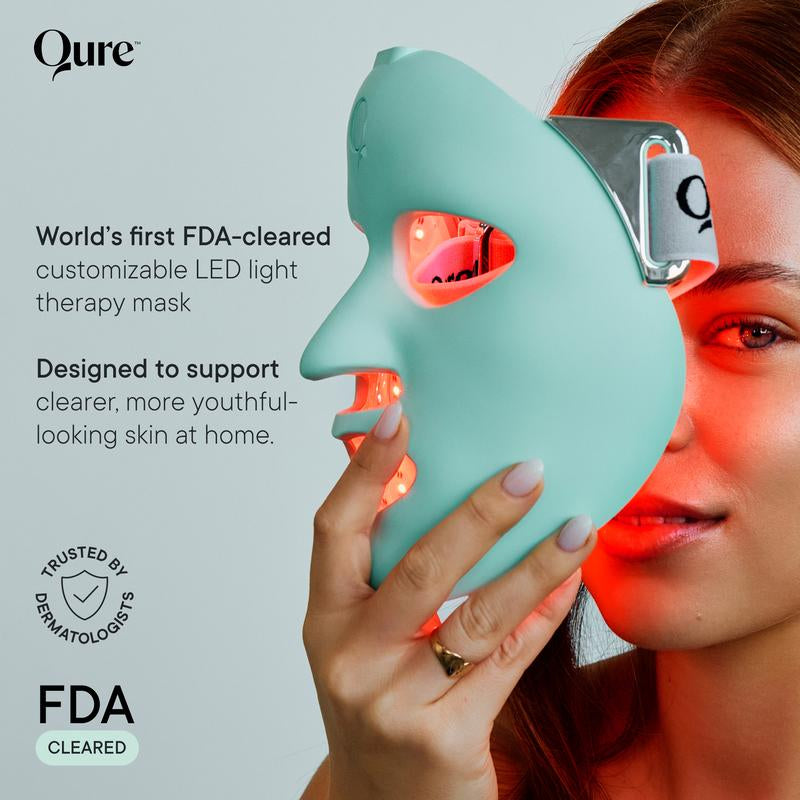 Qure LED Light Therapy Mask for Face - FDA Cleared for Wrinkles & Acne Treatment with 3 Modes, 5 Facial Areas & 5 Lights: Red, Deep-Red, Blue, Amber & Infrared, 3-Min Daily, Eye-Protection, Smart App