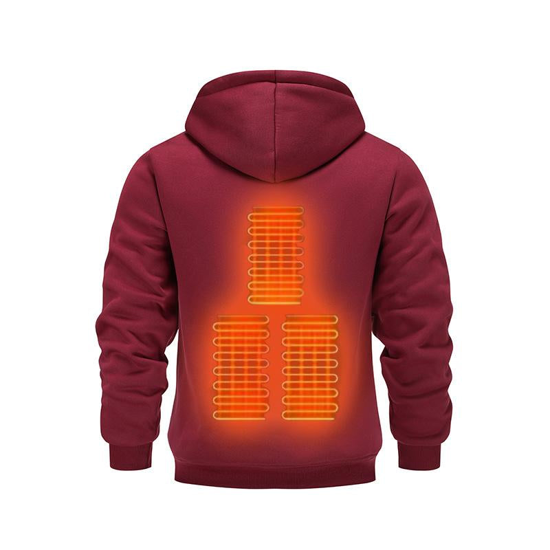 Winter Heated Hoodie with Hood Men'S Usb-Heated Hoodie, Warm Outdoor Casual Clothing Men'S Fleece-Lined Polyester Long-Sleeve Top Jacket Sweatshirts Tiktok Shop Outfit California Outfit Winter Outfits Black Friday Deals Heated Hoodie