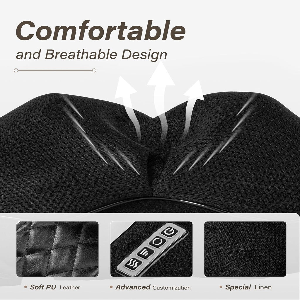 Blue Elf Shiatsu Electric Neck Back Massager Pillow 3D Kneading with Heat for Sh