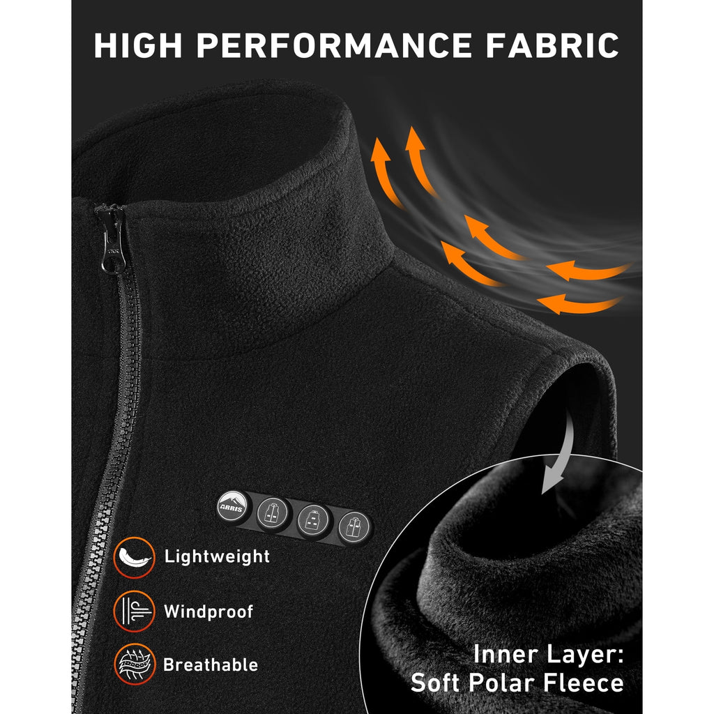 Men'S Fleece Heated Vest with 7.4V Battery Size Adjustable Heating Cloth