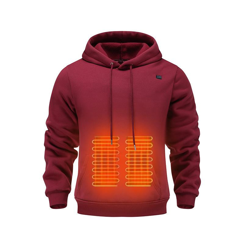 Winter Heated Hoodie with Hood Men'S Usb-Heated Hoodie, Warm Outdoor Casual Clothing Men'S Fleece-Lined Polyester Long-Sleeve Top Jacket Sweatshirts Tiktok Shop Outfit California Outfit Winter Outfits Black Friday Deals Heated Hoodie