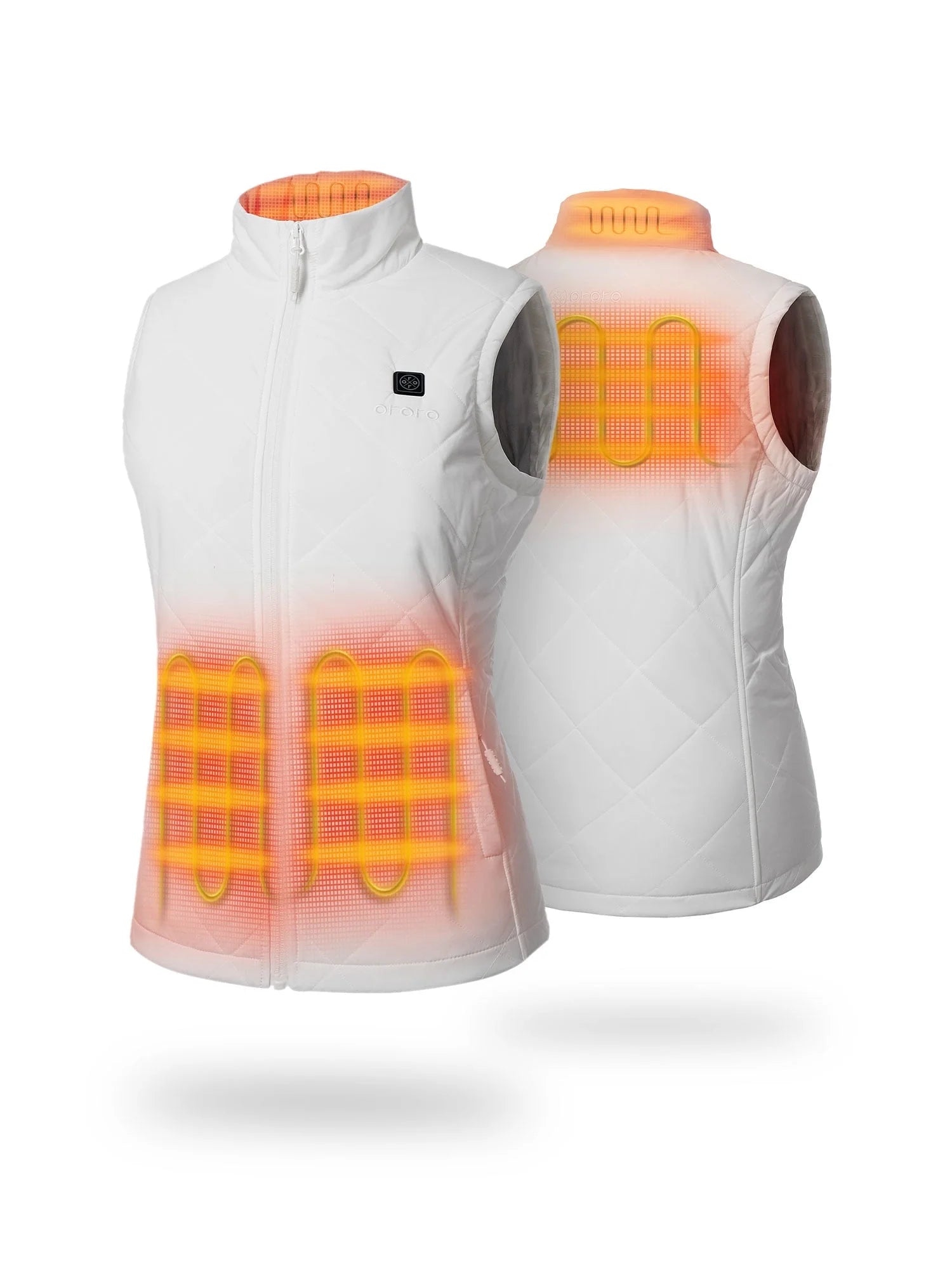 Quilted Heated Vest for Women with Battery, Lightweight Heating Vest for Hiking Skiing Camping (White, L)