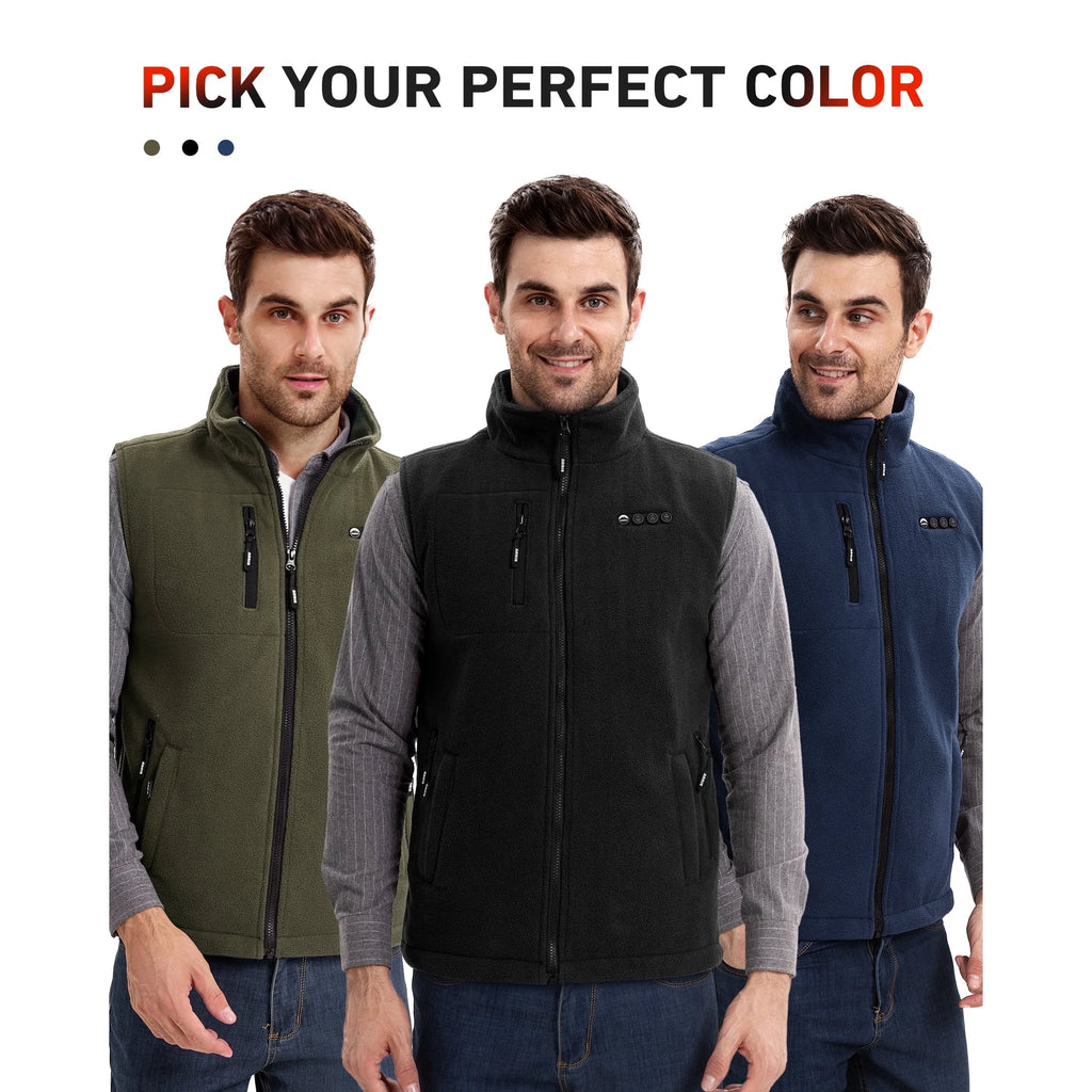 Men'S Fleece Heated Vest with 7.4V Battery Size Adjustable Heating Cloth
