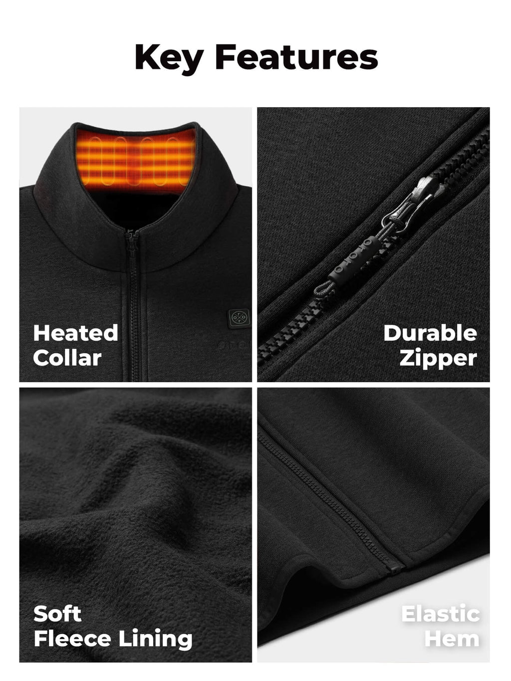 Heated Fleece Vest for Men with Battery, 4-Zone Heating Fleece Base Layer for Winter (Black, L)