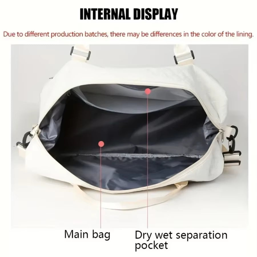 2Pcs Set Large Capacity Travel Duffel Bag with Shoe Compartment and Cosmetic Pouch, Casual Nylon Gym Bag, Weekend Overnight Bag