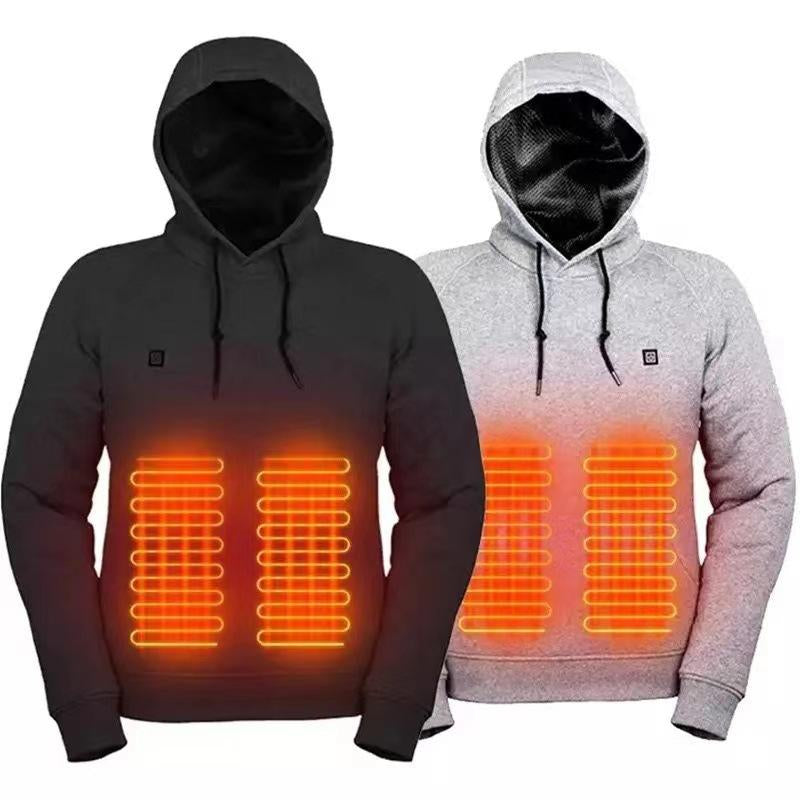Winter Heated Hoodie with Hood Men'S Usb-Heated Hoodie, Warm Outdoor Casual Clothing Men'S Fleece-Lined Polyester Long-Sleeve Top Jacket Sweatshirts Tiktok Shop Outfit California Outfit Winter Outfits Black Friday Deals Heated Hoodie