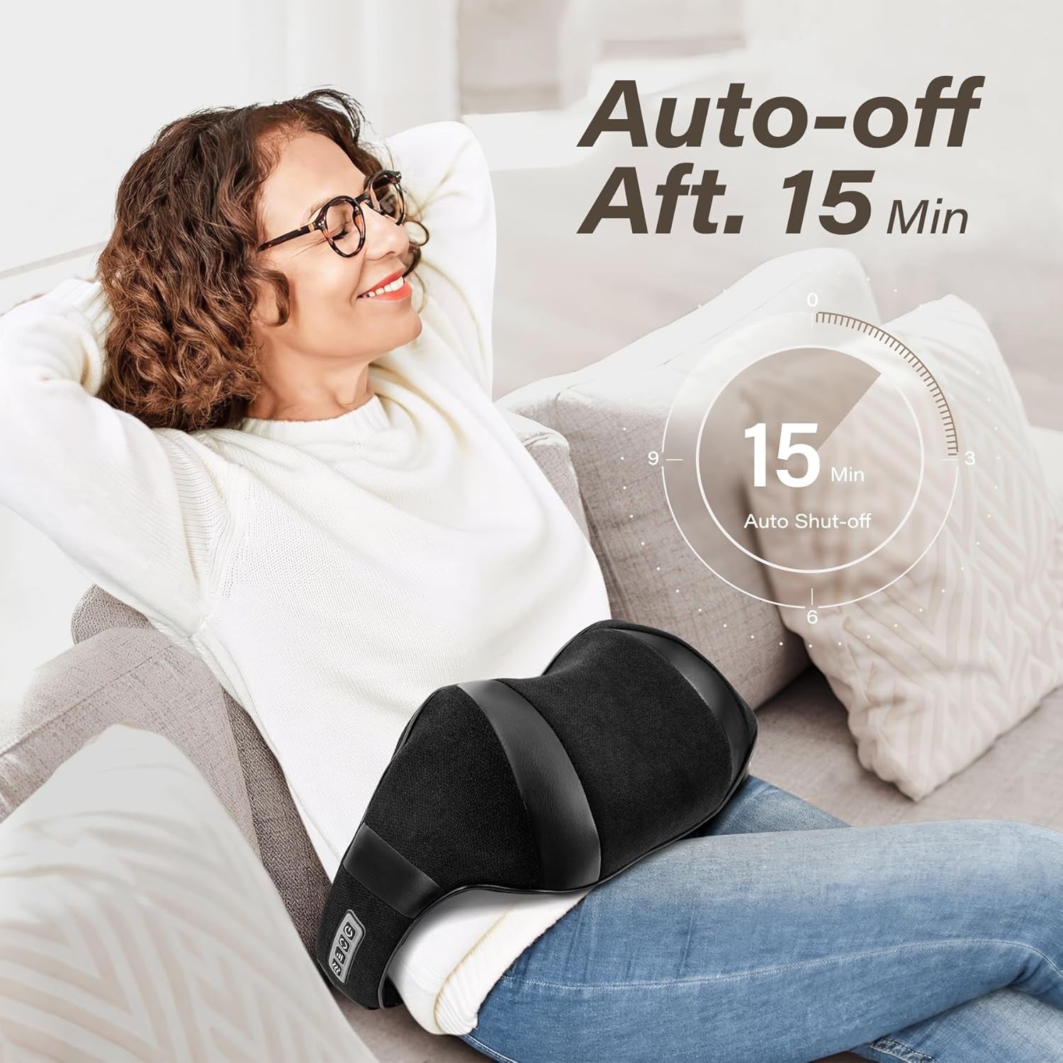 Blue Elf Shiatsu Electric Neck Back Massager Pillow 3D Kneading with Heat for Sh