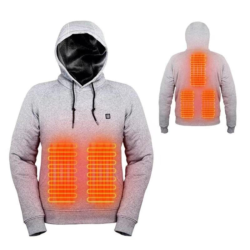 Winter Heated Hoodie with Hood Men'S Usb-Heated Hoodie, Warm Outdoor Casual Clothing Men'S Fleece-Lined Polyester Long-Sleeve Top Jacket Sweatshirts Tiktok Shop Outfit California Outfit Winter Outfits Black Friday Deals Heated Hoodie