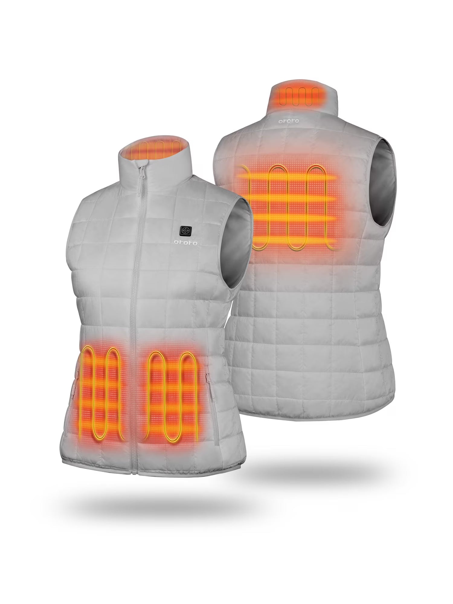 4-Zone Heated Quilted Vest for Women with Battery, Lightweight Heating Vest (Light Grey, M)