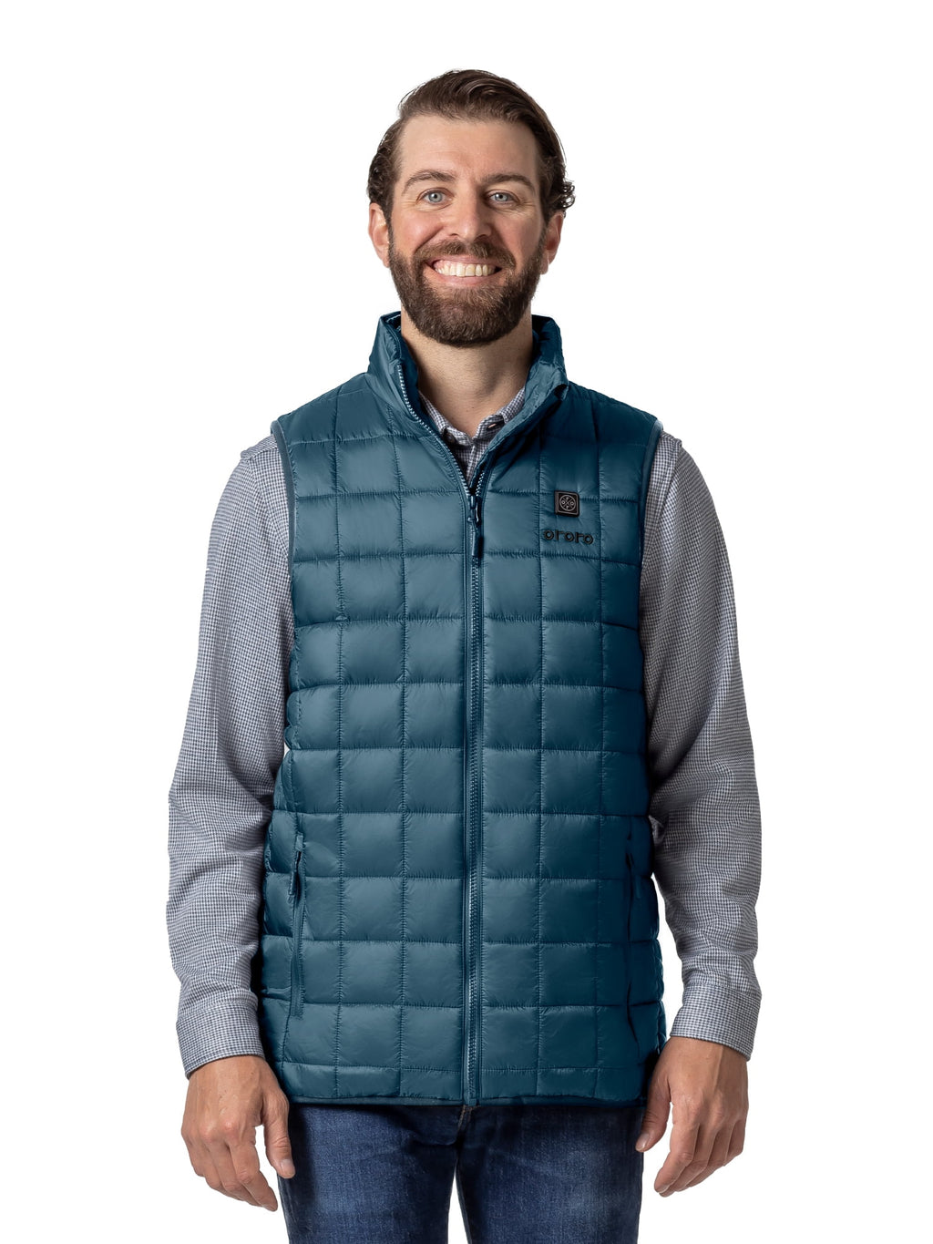 4-Zone Heated Quilted Vest for Men with Battery, Lightweight Heating Vest (Blue, L)