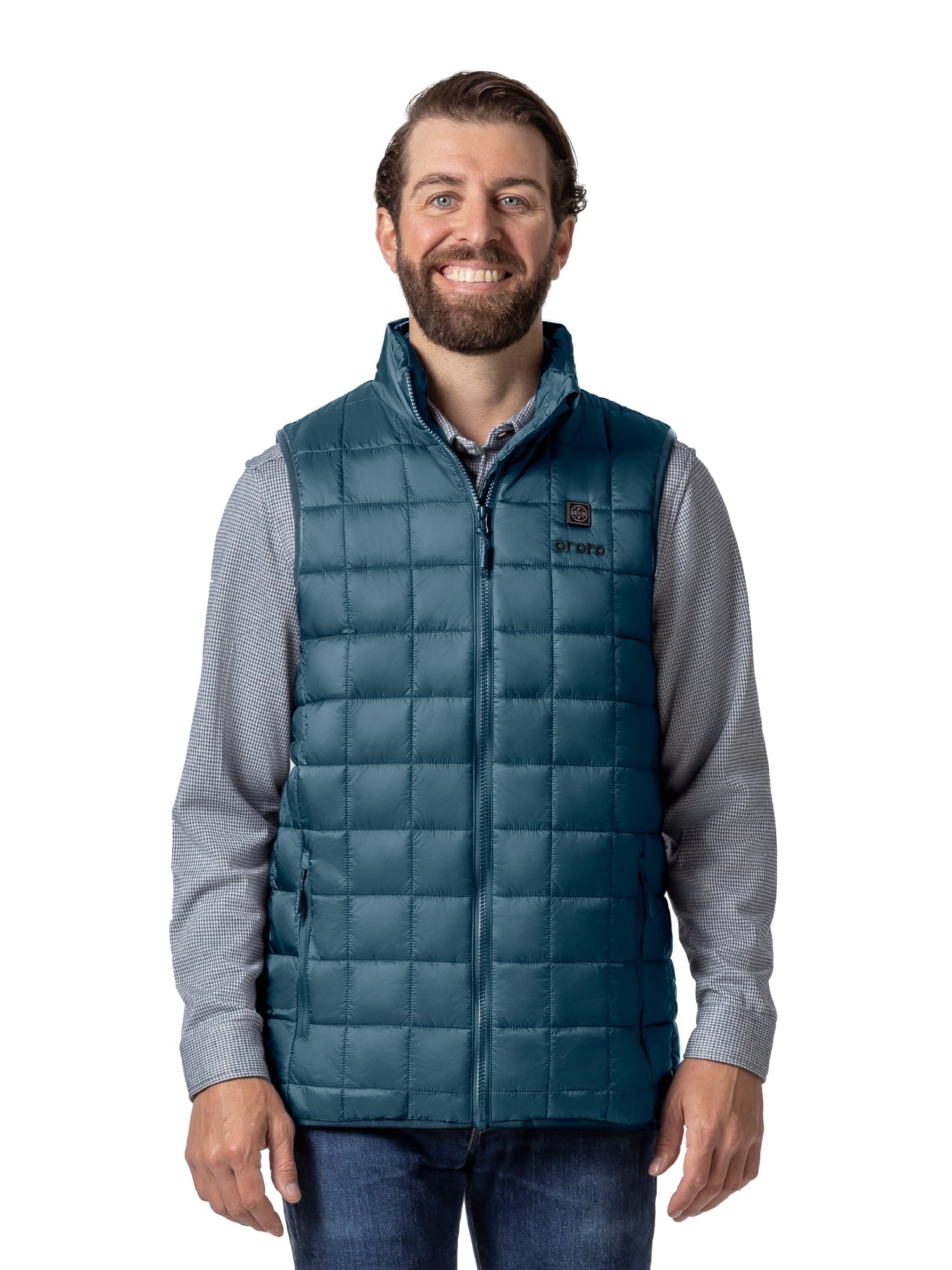 4-Zone Heated Quilted Vest for Men with Battery, Lightweight Heating Vest (Blue, L)