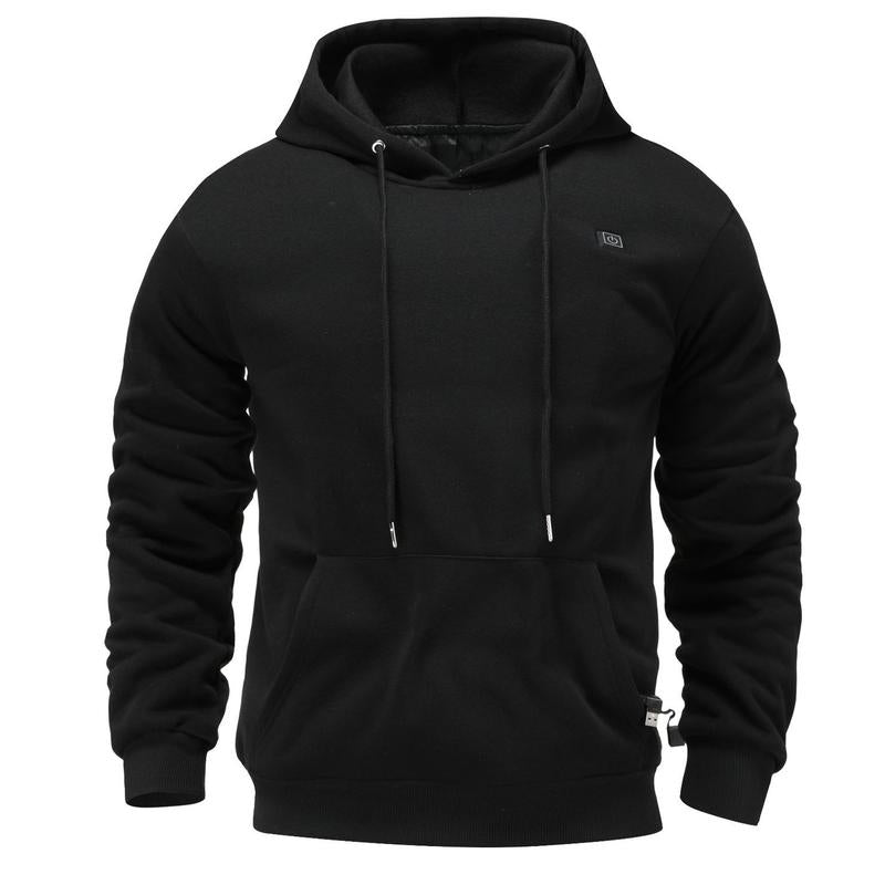 Winter Heated Hoodie with Hood Men'S Usb-Heated Hoodie, Warm Outdoor Casual Clothing Men'S Fleece-Lined Polyester Long-Sleeve Top Jacket Sweatshirts Tiktok Shop Outfit California Outfit Winter Outfits Black Friday Deals Heated Hoodie