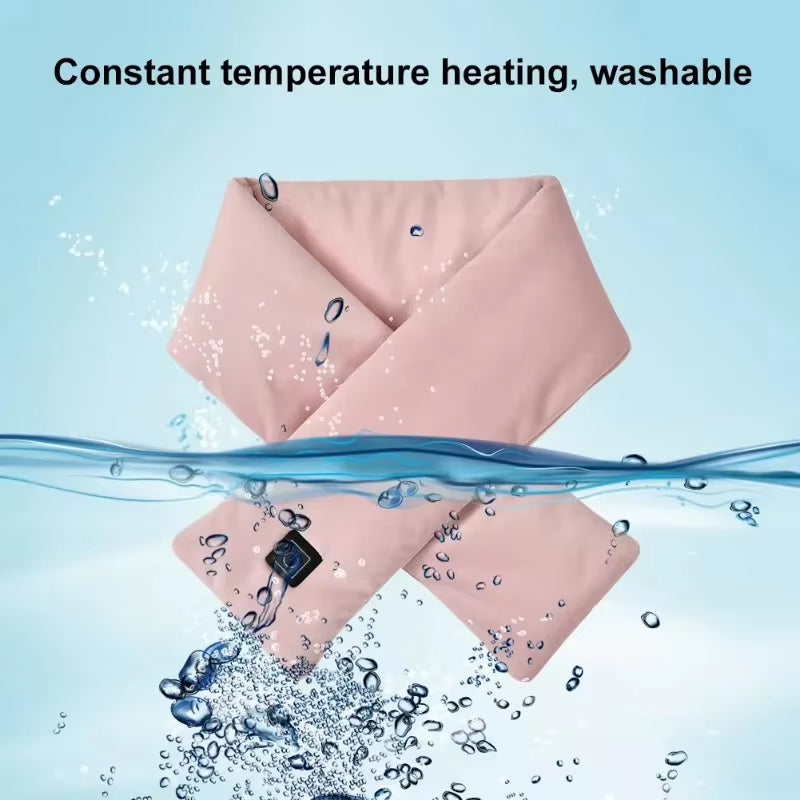 USB Women Men Heating Scarf Temperature Scarf 3 Gears Wrap Fleece Washable Electric Neck Warmer Not Inclound Battery for Camping