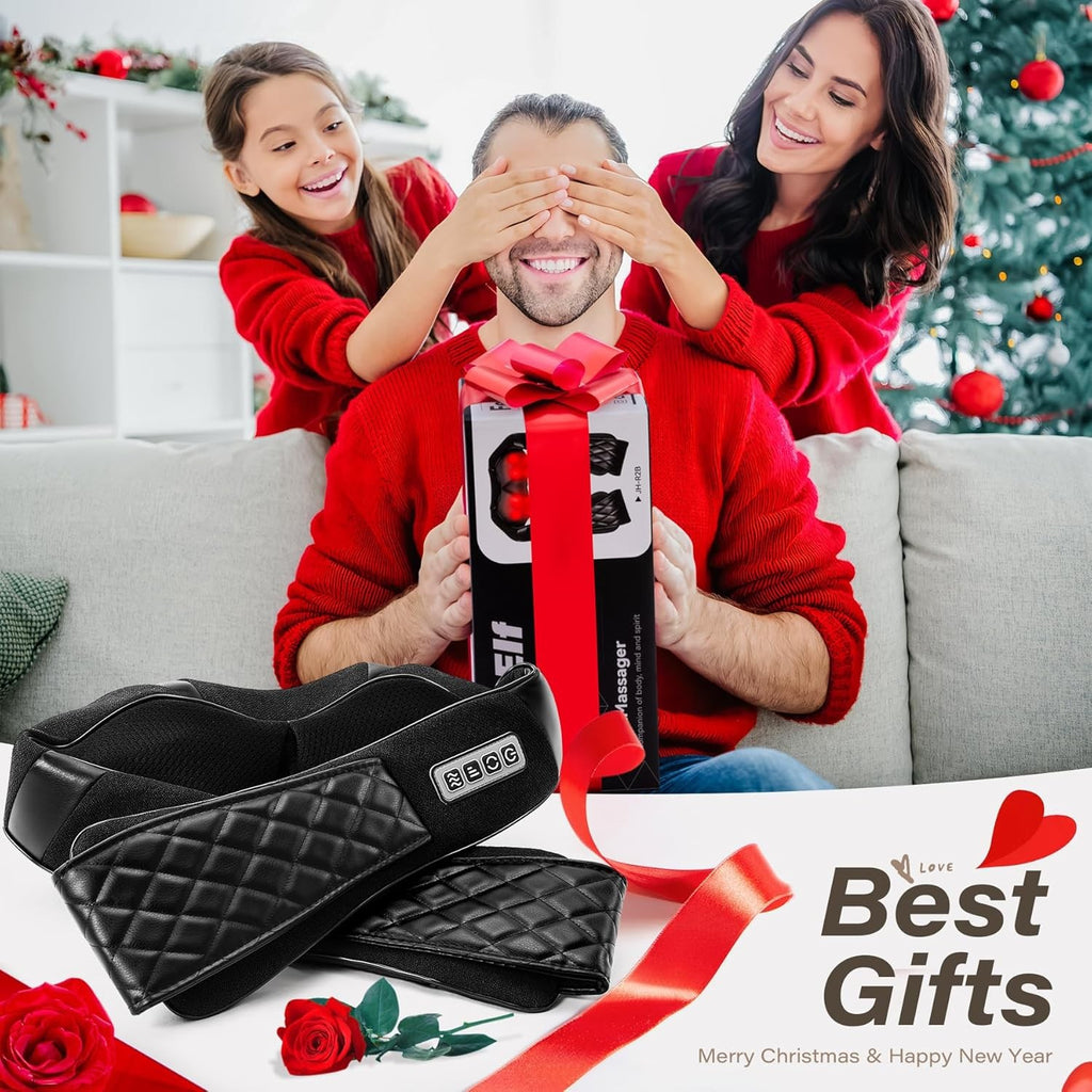 Blue Elf Shiatsu Electric Neck Back Massager Pillow 3D Kneading with Heat for Sh