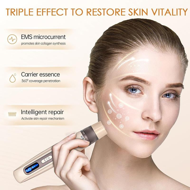 Hydra.Pen H5 Professional Microneedling Pen, Wireless Essence Serum Applicator with EMS Microcurrent & LED Display, Microneedle Machine for Skin Care Wrinkle Reduction Acne Scar Hair Loss Treat, Gold