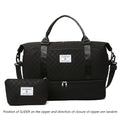 2Pcs Set Large Capacity Travel Duffel Bag with Shoe Compartment and Cosmetic Pouch, Casual Nylon Gym Bag, Weekend Overnight Bag