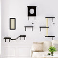 5Pc Cat Wall Shelves Set, Black Wall-Mounted Cat Climber with Bridge & Perch