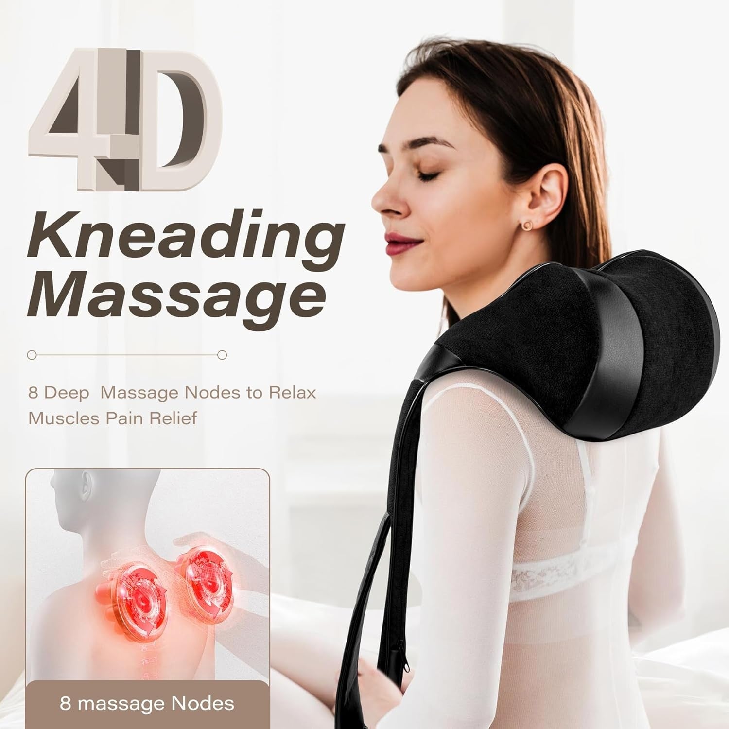 Blue Elf Shiatsu Electric Neck Back Massager Pillow 3D Kneading with Heat for Sh