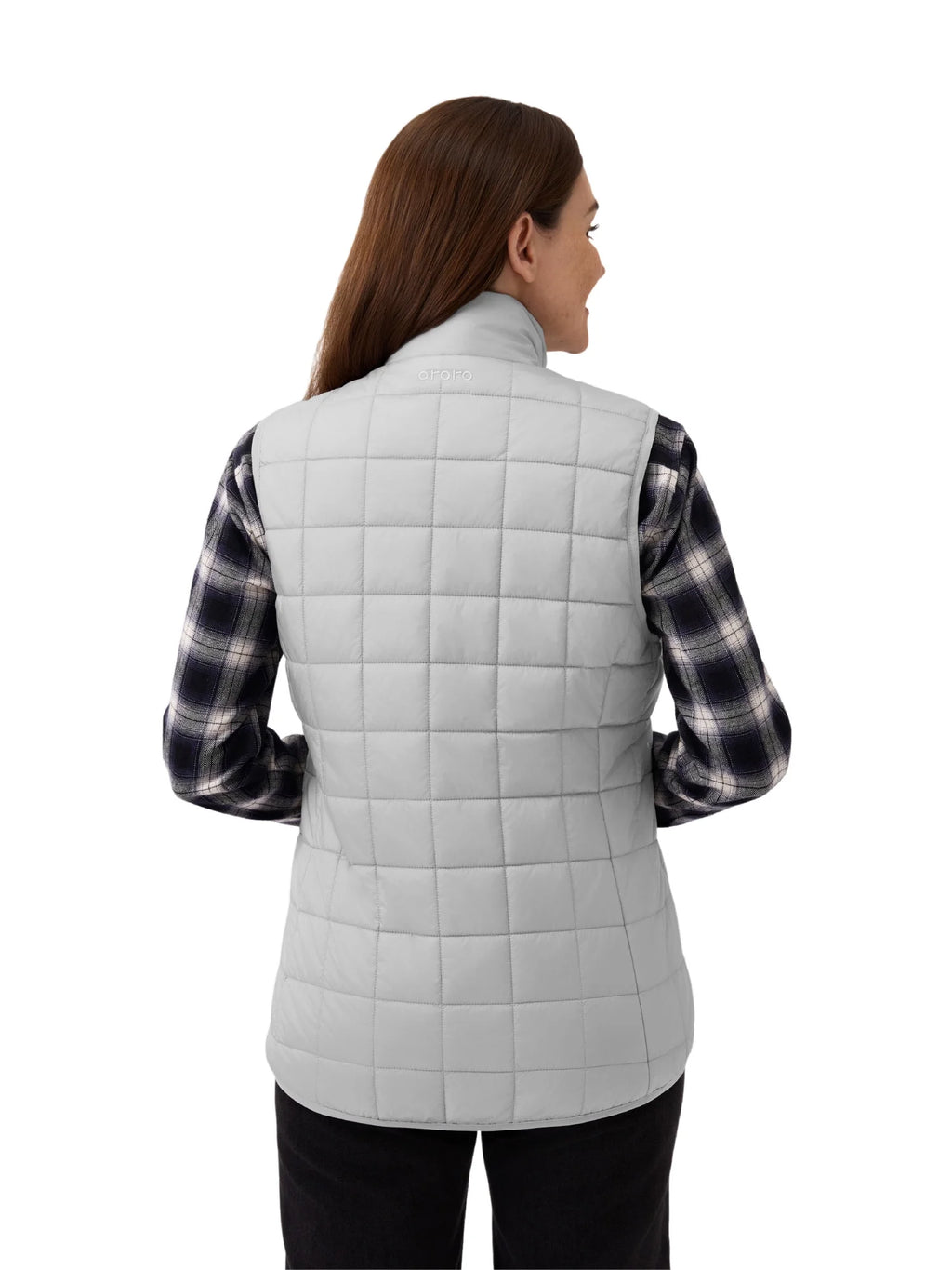 4-Zone Heated Quilted Vest for Women with Battery, Lightweight Heating Vest (Light Grey, M)