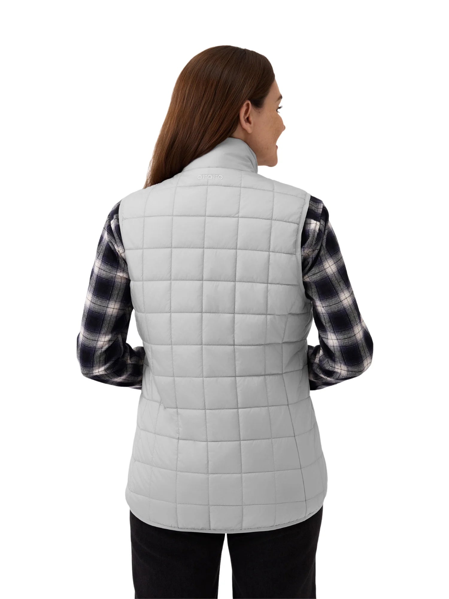 4-Zone Heated Quilted Vest for Women with Battery, Lightweight Heating Vest (Light Grey, M)