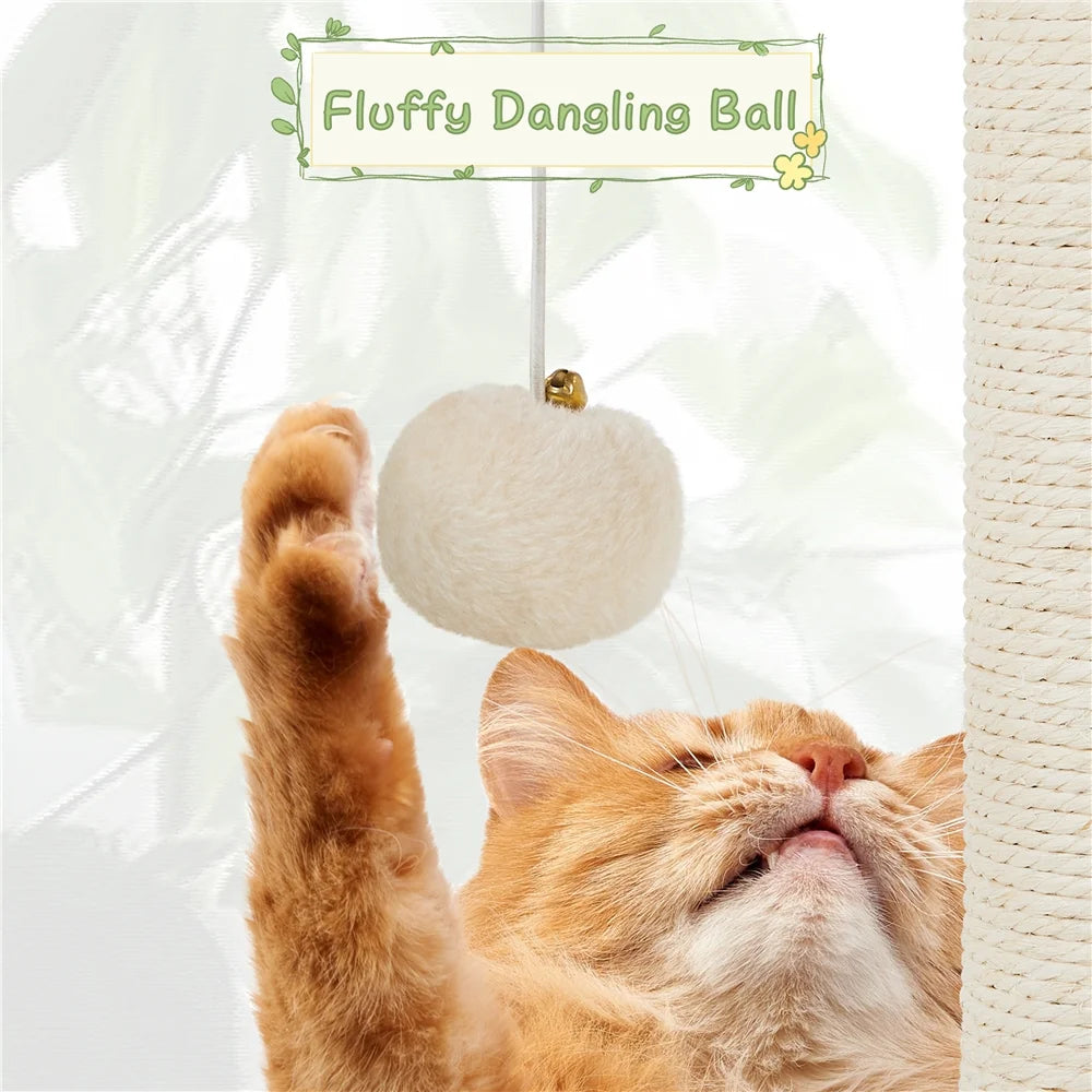 29.5" Tall Rattan Cat House with Scratching Post & Cushion